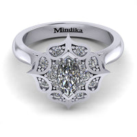 MIN ENG D 14 Marquise Cut centre diamond Vintage Inspired Halo