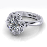 MIN ENG D 12 Cushion Cut Diamond Vintage Inspired Halo